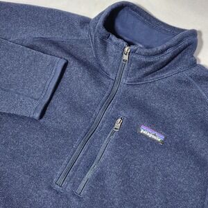 Patagonia Mens Better Sweater 1/4 Zip Fleece Pullover Navy Blue Heather Large